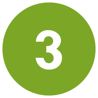 Green colored circle with the number 3