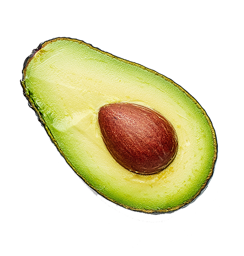 Half an avocado with pit